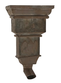 RARE AND UNUSUAL TIN DOWNSPOUT LEADER HEAD 19th Century Height 23". Width 14". Depth 7".