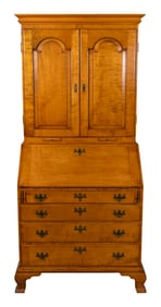 ELDRED WHEELER TIGER MAPLE SECRETARY Massachusetts, 20th Century Height 79". Width 39". Depth 19".