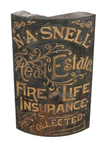 PAINTED WOODEN TRADE SIGN 19th Century Height 36". Width 22.5". Depth 8".