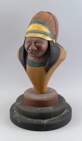 ROGER MITCHELL CARVED AND POLYCHROMED CIGAR STORE LOLLIPOP DISPENSER 20th Century Height 19".