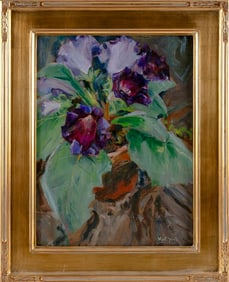 KARL JULIUS HEINRICH YENS (California/Germany, 1868-1945), "Gladiolus"., Oil on board, 16" x 12".