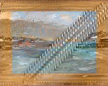 CHARLES HERBERT WOODBURY (Maine/Massachusetts, 1864-1940), "Kingstown, Jamaica"., Oil on canvas, 20"