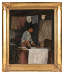 EDWARD A. RORKE (New York, 1856-1905), "Wash Day"., Oil on canvas, 24" x 20". Framed 30" x 25".