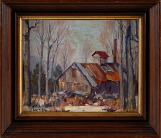 HARRY LEITH-ROSS (Pennsylvania, 1886-1973), Old barn., Oil on board, 8" x 10". Framed 11.5" x 13.5".