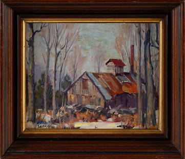 HARRY LEITH-ROSS (Pennsylvania, 1886-1973), Old barn., Oil on board, 8" x 10". Framed 11.5" x 13.5".: HARRY LEITH-ROSSPennsylvania, 1886-1973Old barn. Signed lower left "Leith-Ross".Oil on board, 8" x 10". Framed 11.5" x 13.5".