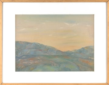 WILSON HENRY IRVINE (Connecticut, 1869-1936), Sunset in the valley., Watercolor on paper, 14" x 19"