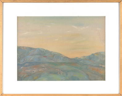 WILSON HENRY IRVINE (Connecticut, 1869-1936), Sunset in the valley., Watercolor on paper, 14" x 19": WILSON HENRY IRVINE Connecticut, 1869-1936 Sunset in the valley. Signed lower left "Irvine". Watercolor on paper, 14" x 19" sight. Framed 21" x 29".