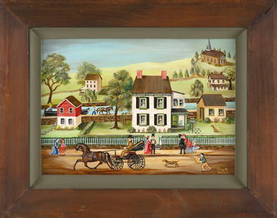 JEAN H. HALTER (Pennsylvania, 1916-1981), Town scene.: JEAN H. HALTERPennsylvania, 1916-1981Town scene. Signed lower right "Jean H. Halter".