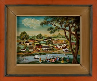 JEAN H. HALTER (Pennsylvania, 1916-1981), Town on a river.