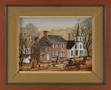 JEAN H. HALTER (Pennsylvania, 1916-1981): JEAN H. HALTERPennsylvania, 1916-1981Signed lower right "Jean H. Halter".Oil on board 12" x 17". Framed 19.25" x 23.25".