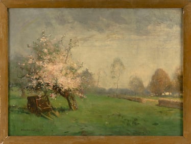 BENJAMIN OSRO EGGLESTON (New York/Minnesota, 1867-1937), Landscape with a blooming apple tree., Oil