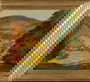 LEO B. BLAKE (Illinois/Massachusetts, 1887-1976), "Jacksonville, Vermont"., Oil on canvas board, 16"