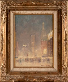 JOHANN BERTHELSEN (New York/Connecticut/Denmark, 1883-1972), Times Square, New York City., Oil on