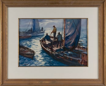 VLADIMIR PAVLOSKY (Massachusetts, 1884-1944), "After the Storm"., Watercolor, 14.25" x 21" sight.