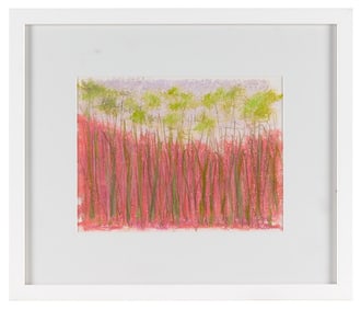 WOLF KAHN (New York/Vermont/Germany, 1927-2020), Trees with pink., Pastel on paper, 7.5" x 10"