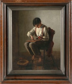 EDWIN D. WHITE (New York/Massachusetts, 1817-1877), Boy seated in a chair and playing a peg game.,
