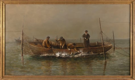 WESLEY ELBRIDGE WEBBER (Massachusetts/California/Maine, 1841-1914), "Getting Albacore from the
