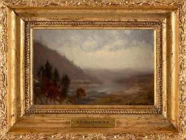 AARON DRAPER SHATTUCK (Connecticut/New Hampshire, 1832-1928), "The Androscogin River"., Oil on paper