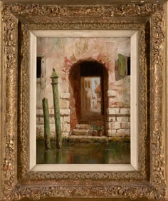 BURR HALLIDAY NICHOLLS (New York/Connecticut, 1848-1915), Flower pots, Venice., Oil on board, 12" x