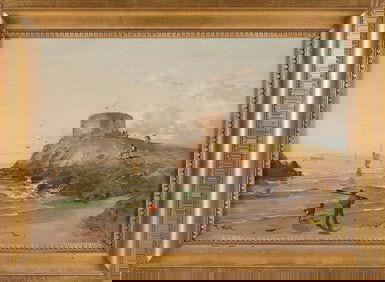 THOMAS HILL (California/Massachusetts, 1829-1908), Fort Dumpling, near Newport, Rhode Island., Oil