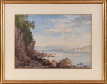 JOHN HENRY HILL (New York/California, 1839-1922), View of the Hudson River., Watercolor on wove