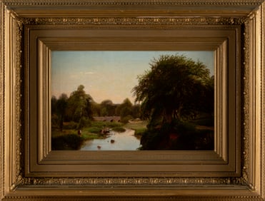 JOSEPH ANTONIO HEKKING (New York/Michigan/The Netherlands, 1830-1903), Cows by a stream., Oil on