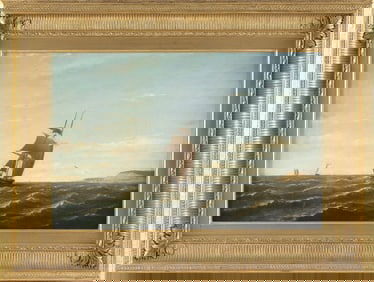 CHARLES HENRY GIFFORD (Massachusetts, 1839-1904), Off Gay Head., Oil on canvas, 13.5" x 21". Framed