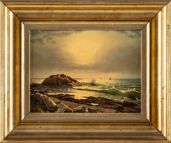 FRANCIS SETH (SHEDD) FROST (Massachusetts, 1825-1902), Sunset off the coast, possibly Maine., Oil on