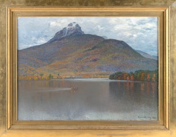 JOHN JOSEPH ENNEKING (Massachusetts/New York/Maine/Ohio, 1841-1916), Autumn on the lake, Mt.