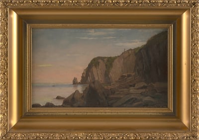 LEMUEL D. ELDRED (Massachusetts, 1848-1921), Waves crashing, Grand Manan., Oil on canvas, 10" x
