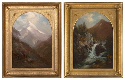 FREDERICK A. BUTMAN (California/Maine, 1820-1871), Pair of landscapes depicting Mt. Shasta and Mt.