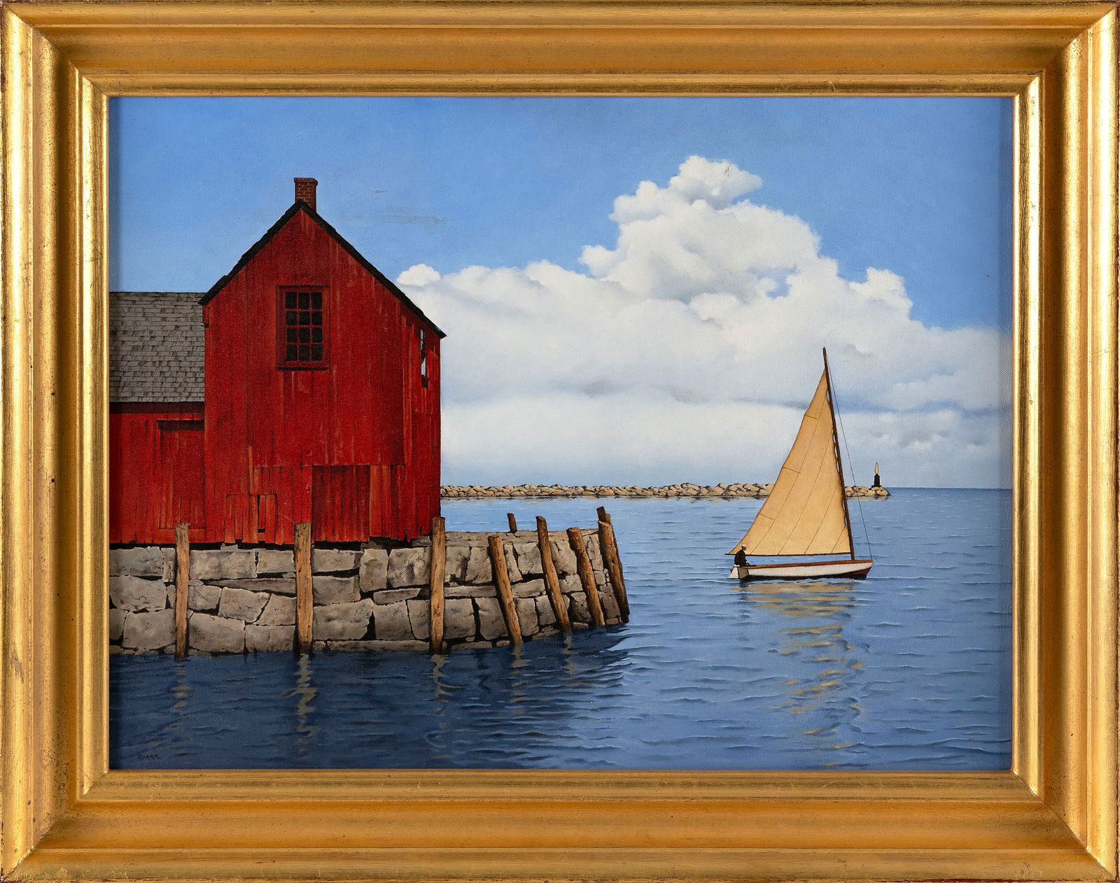 ROBERT K. ROARK (Massachusetts/New York, 1944-), "Leaving Rockport"., Oil on canvas, 18" x 24". (1 of 2)