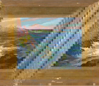 CARL HAROLD NORDSTROM (Massachusetts, 1876-1965), Sunset over the coast., Oil on canvas, 16" x 20".