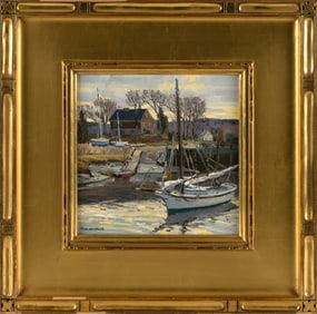THOMAS M. (T.M.) NICHOLAS (Maine/Massachusetts, 1963-), "Essex Morning"., Oil on board, 8" x 8".