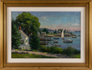 DONALD ALLEN MOSHER (Massachusetts, 1945-2014), "South Bristol, Maine"., Oil on canvas, 20" x 30".