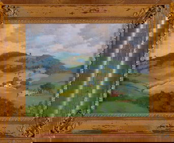 WILLIAM JURIAN KAULA (Massachusetts, 1871-1953), "Vermont Farm"., Oil on board, 10" x 13". Framed