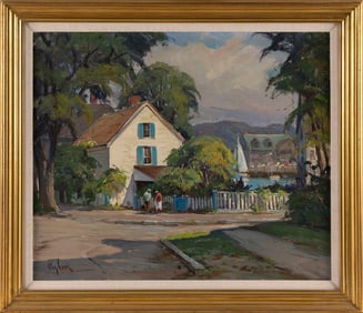 OTIS PIERCE COOK, JR. (Massachusetts, 1900-1980), North Shore village., Oil on canvas, 20" x 24".