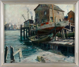 C. HJALMAR "CAPPY" AMUNDSEN (Maine/New York/Massachusetts, 1911-2001), "Gloucester"., Oil on canvas,