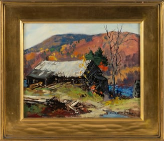 CHARLES CURTIS ALLEN (Massachusetts/Vermont, 1886-1950), "Old Mill Newport, Vt."., Oil on canvas