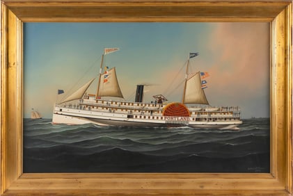 WILLIAM R. DAVIS (Massachusetts, 1952-), The Portland., Oil on canvas, 22" x 36". Framed 28" x 42".