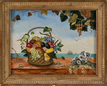 MARTHA FARHAM CAHOON (Massachusetts, 1905-1999), Bountiful seaside still life., Oil on masonite, 17"