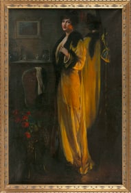 HAROLD MATTHEWS BRETT (Massachusetts/New York, 1880-1955), "The Yellow Dress"., Oil on canvas, 37" x