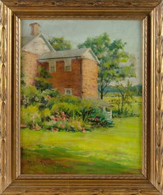 PAULINE LENNARDS PALMER (Illinois/Norway, 1867-1938), "Summer Afternoon"., Oil on board, 12.25" x