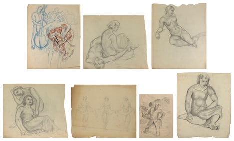 COLLECTION OF MORE THAN 100 SKETCHBOOK DRAWINGS BY WILLIAM AND LUCY L'ENGLE First Half of the 20th