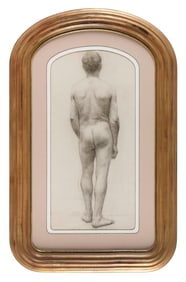 AMERICAN SCHOOL (20th/21st Century,), Study of a male nude from behind., Charcoal on paper, 24" x