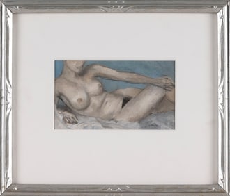 BUDD HOPKINS (New York/West Virginia, 1931-2011), "Nude"., Oil on paper, 3.5" x 6.5". Framed 10" x