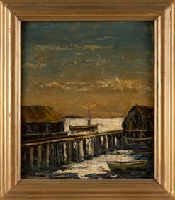 HEINRICH HERMAN R. PFEIFFER (Florida/Massachusetts, 1874-1960), Provincetown wharf., Oil on board,