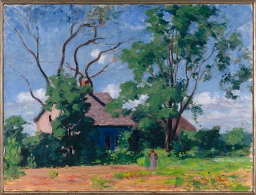 PAUL RESIKA (New York, 1928-), "The House with Blair, Skowhegan, Maine 1973"., Oil on canvas, 23.5"