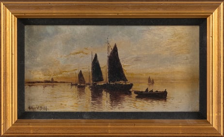 ARTHUR VIDAL DIEHL (Massachusetts/New York/England, 1870-1929), Sailboats in the harbor., Oil on