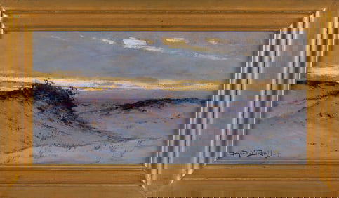 ARTHUR VIDAL DIEHL (Massachusetts/New York/England, 1870-1929), Dunescape at sunset., Oil on board,